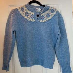 VINTAGE light blue 100% wool sweater